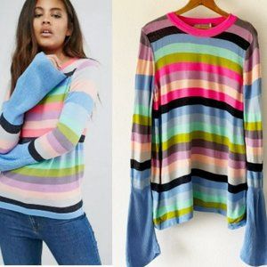 ASOS Rainbow Striped Bell Sleeve Sweater Retro Size 22